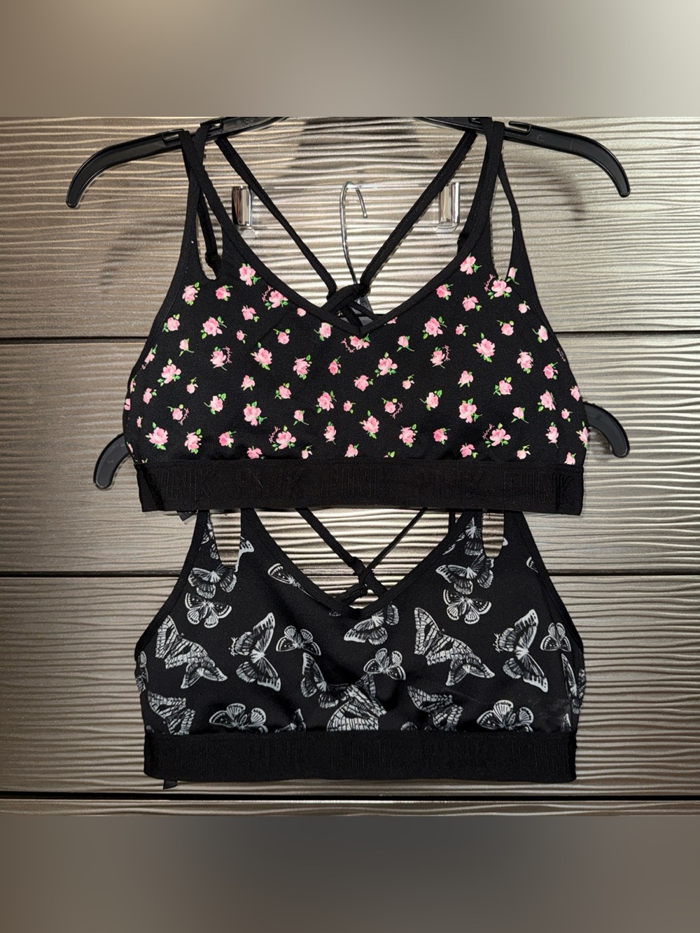 Victoria’s Secret PINK Women’s Floral & Butterfly Sports Bra BUNDLE